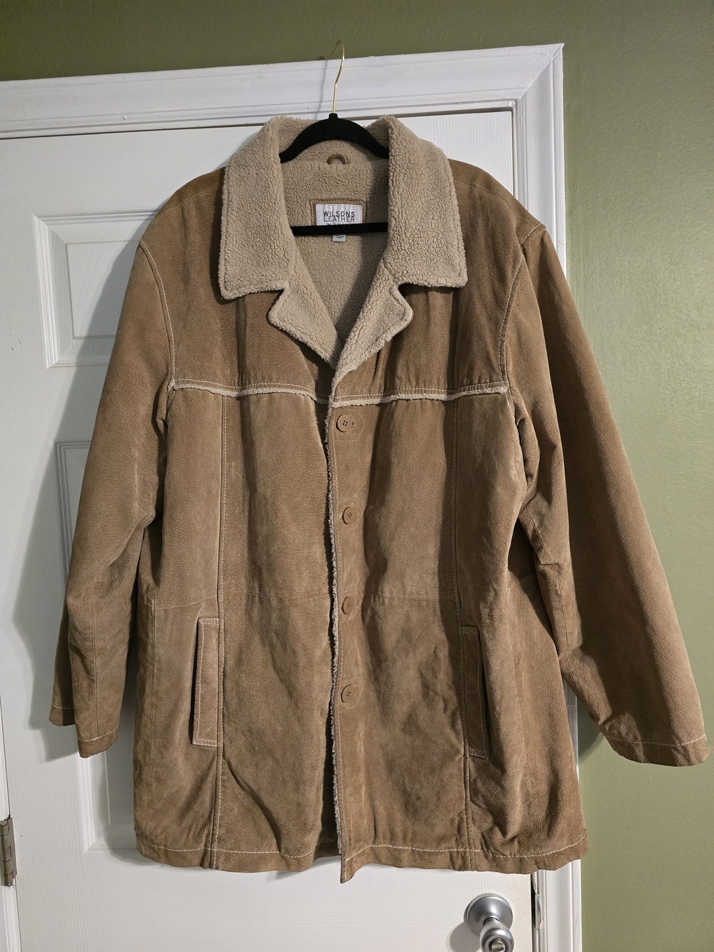 Wilsons Leather Tan Faux-Shearling Coat